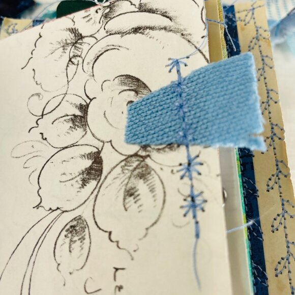 Handmade Junk Journal Mini Patchwork Fabric with Writing Board Ephemera Loaded u - Picture 14 of 16